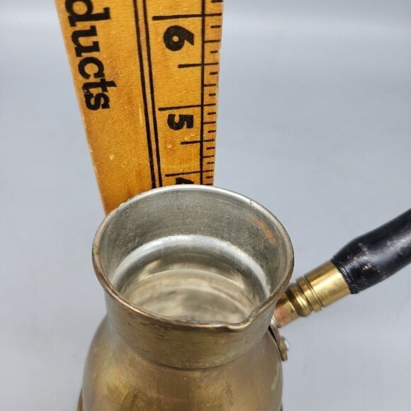 Vintage Brass Turkish Coffee Maker Old Hand Made 1 Cup Wood Handle Small Size - Picture 6 of 7